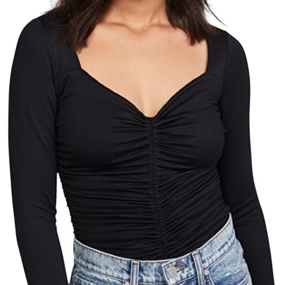 NEW Susana Monaco Long Sleeve Cinched Front Long Sleeve Top XSmall - Picture 1 of 11